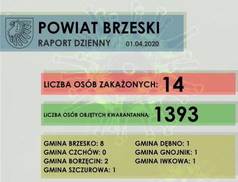 Sytuacja epidemiologiczna w Powiecie Brzeskim - raport dzienny