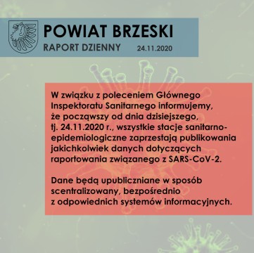 Sytuacja epidemiologiczna w Powiecie Brzeskim - raport dzienny