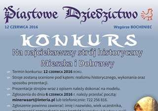 Konkurs na „Najciekawszy strój historyczny Mieszka i Dobrawy”