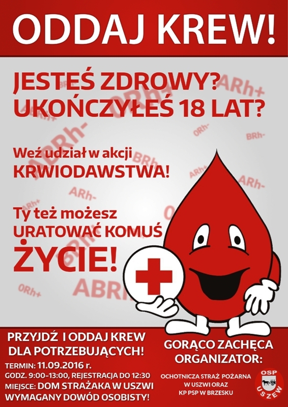 Zaproszenie na Akcję Krwiodawstwa