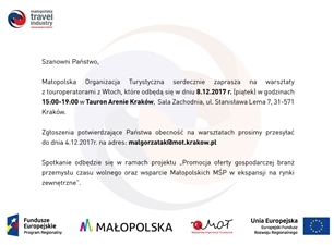 Warsztaty branżowe kierowane do branży turystycznej 