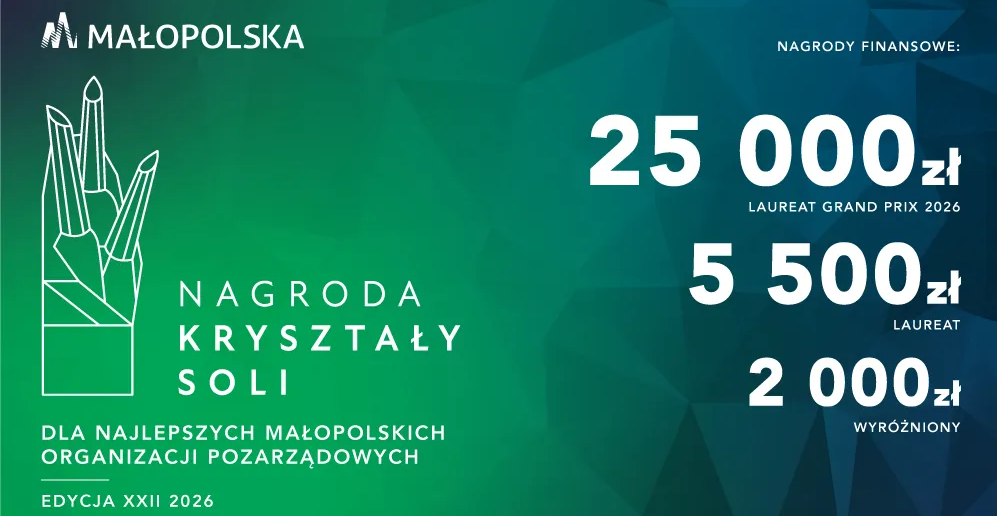 KRYSZTAŁY SOLI 2026 dla najlepszych NGO w Małopolsce