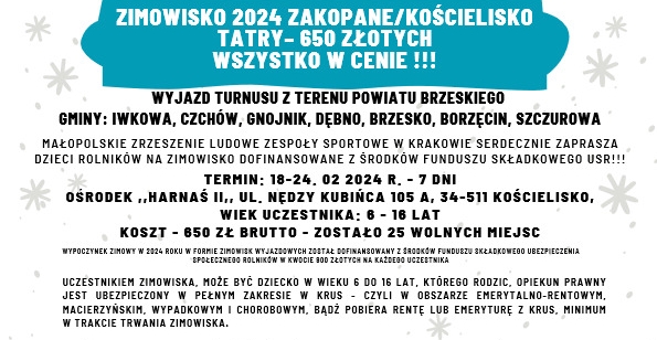 Zimowisko dla  dzieci i młodzieży z obszarów wiejskich