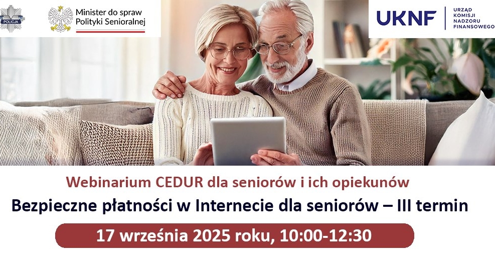 Bezpłatne webinarium dla seniorów pn. Bezpieczne płatności w Internecie dla seniorów