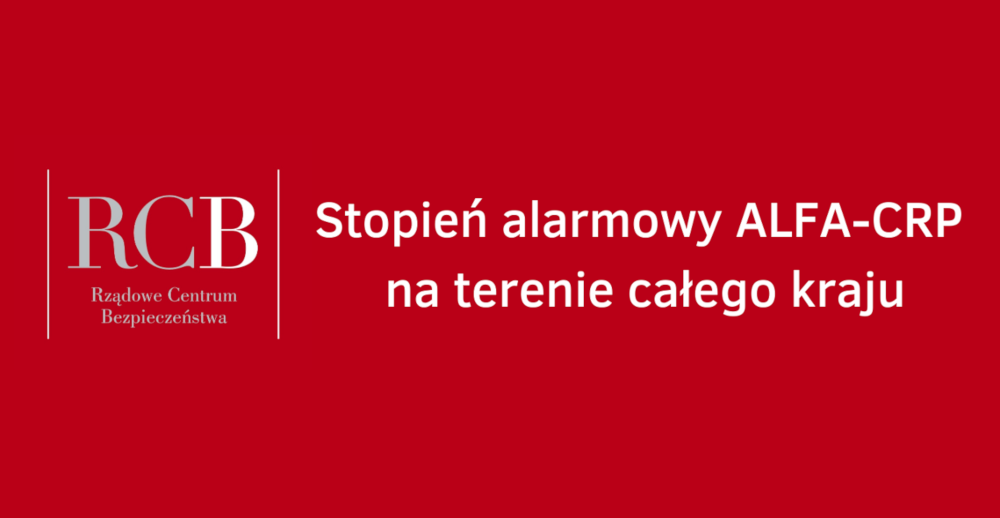 Stopień alarmowy ALFA-CRP na obszarze całego kraju