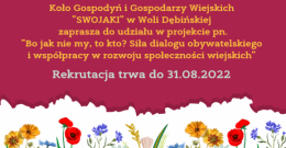 Projekt „Bo jak nie my, to kto? Siła dialogu obywatelskiego i współpracy w rozwoju społeczności wiejskich”