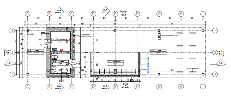 Projekt dworca kolejowego w Biadolinach Szlacheckich – dworzec modułowy typu A