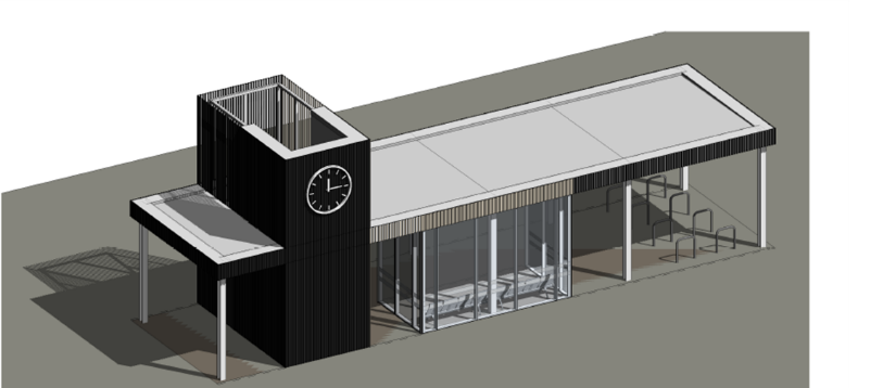 Projekt dworca kolejowego w Biadolinach Szlacheckich – dworzec modułowy typu A