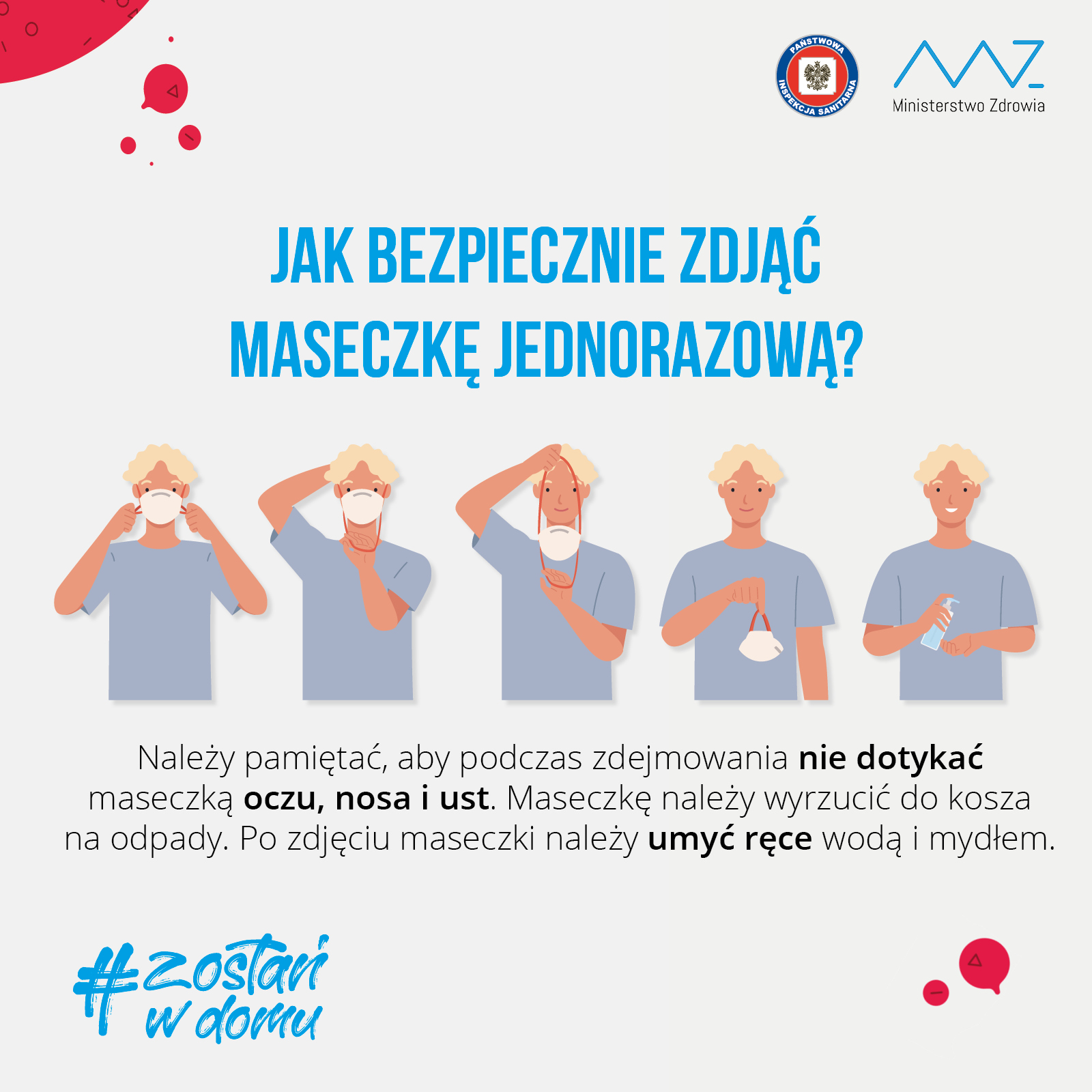 jak bezpiecznie zdjąć maseczkę ochronną