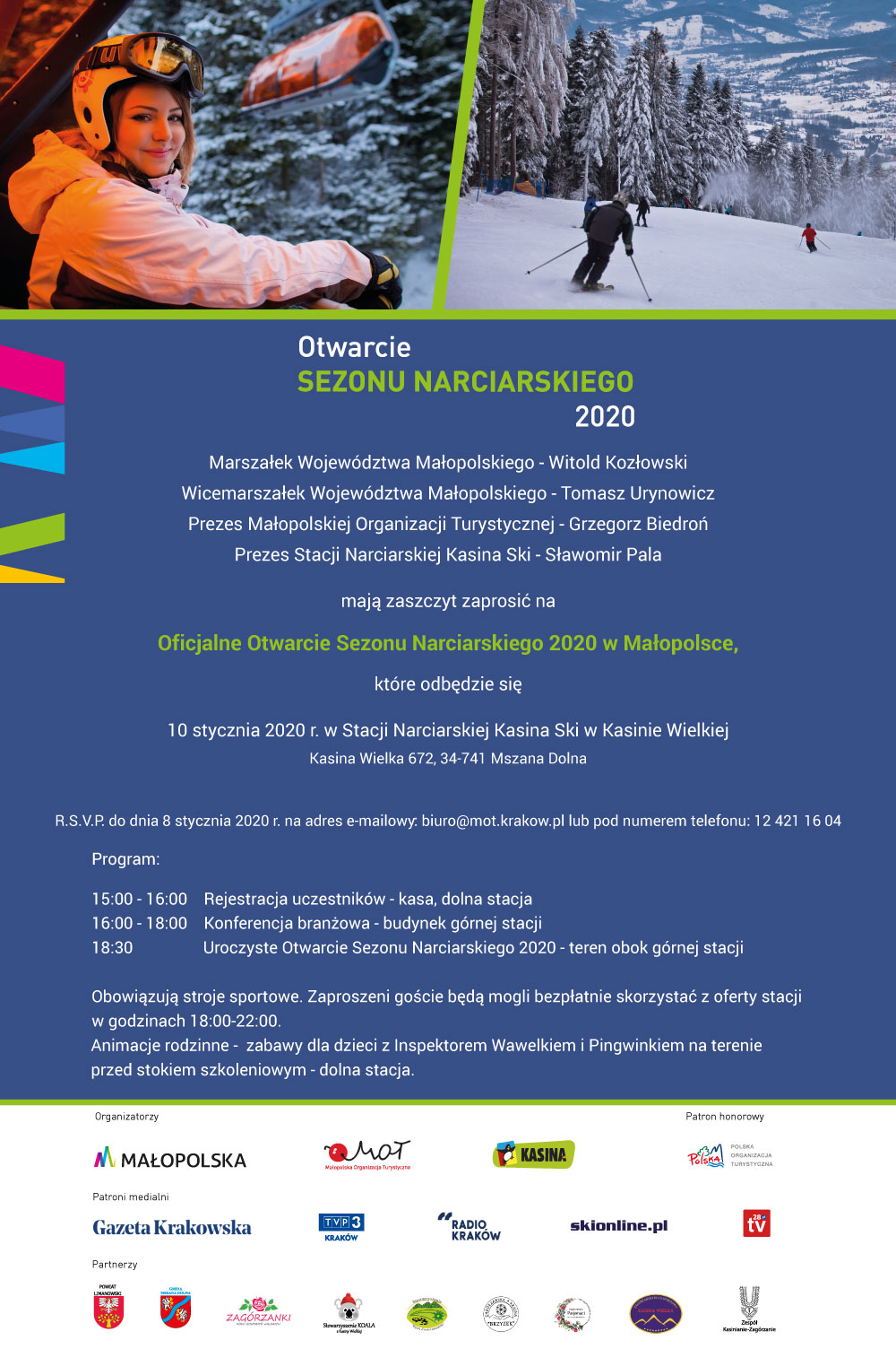 plakat promujący otwarcie sezonu narciarskiego 2020