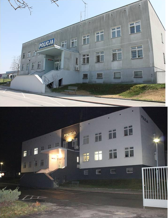 budynek brzeskiej Policji przed i po remoncie