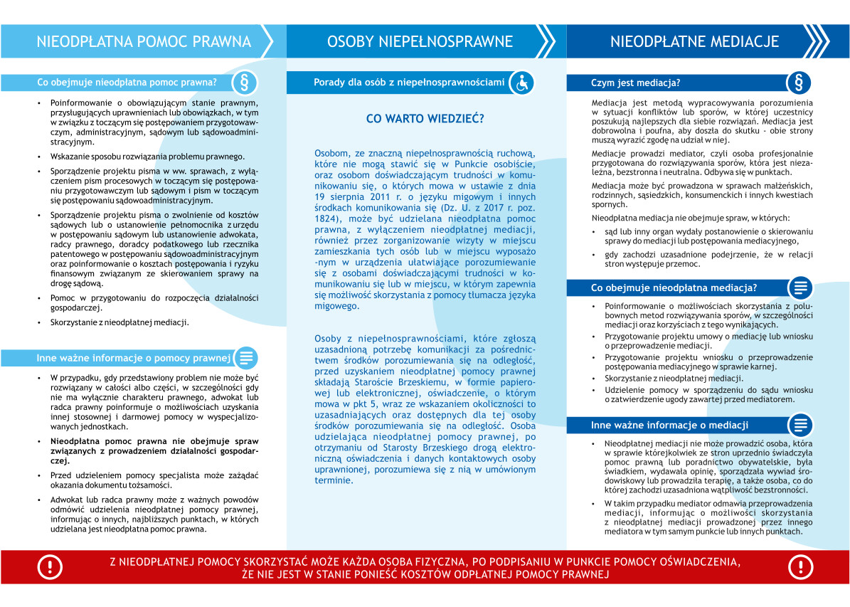 nieodpłatna pomoc prawna ulotka