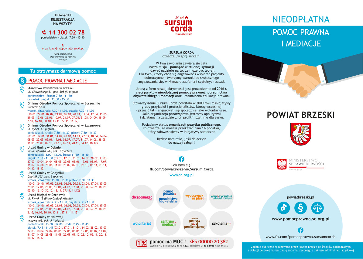 nieodpłatna pomoc prawna ulotka