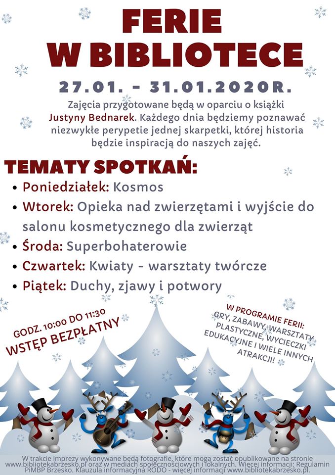 ferie w gminie Brzesko - harmonogram