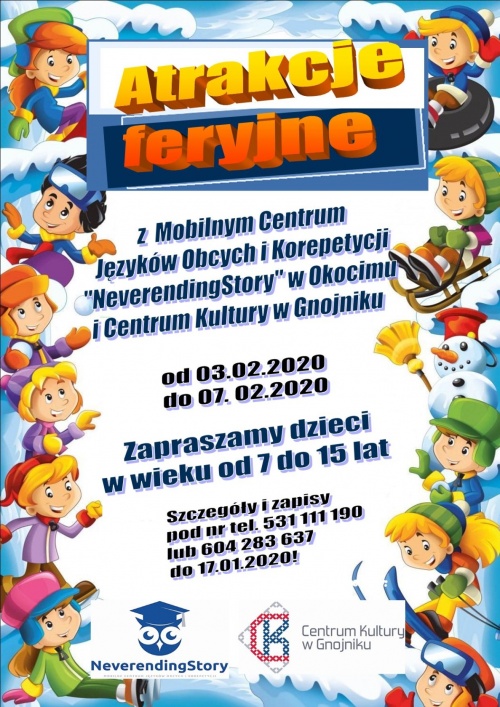 ferie w gminie Gnojnik - harmonogram