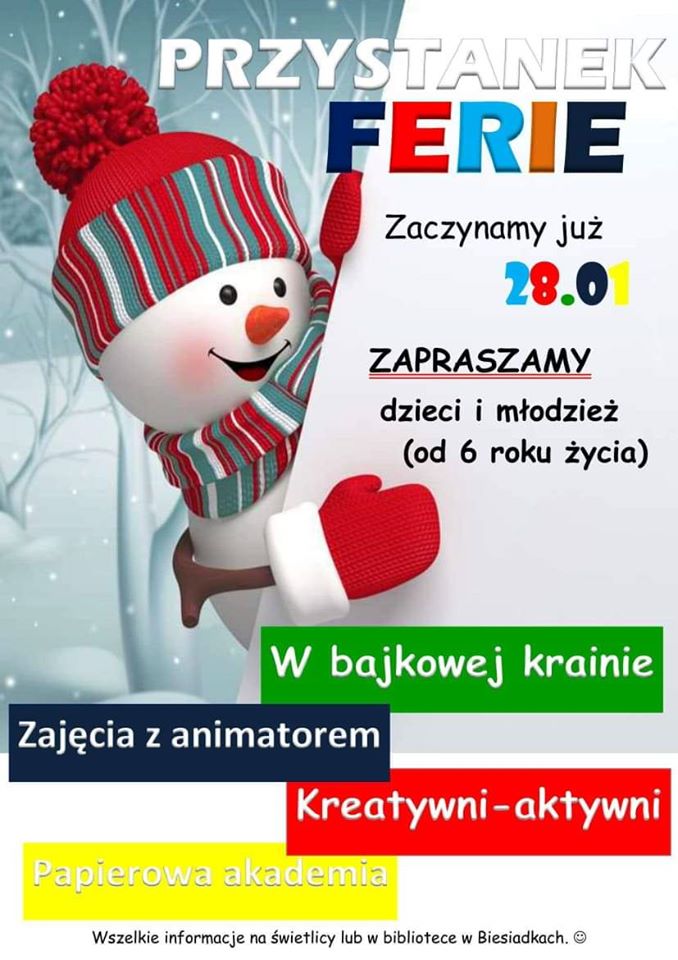 ferie w gminie Gnojnik - harmonogram