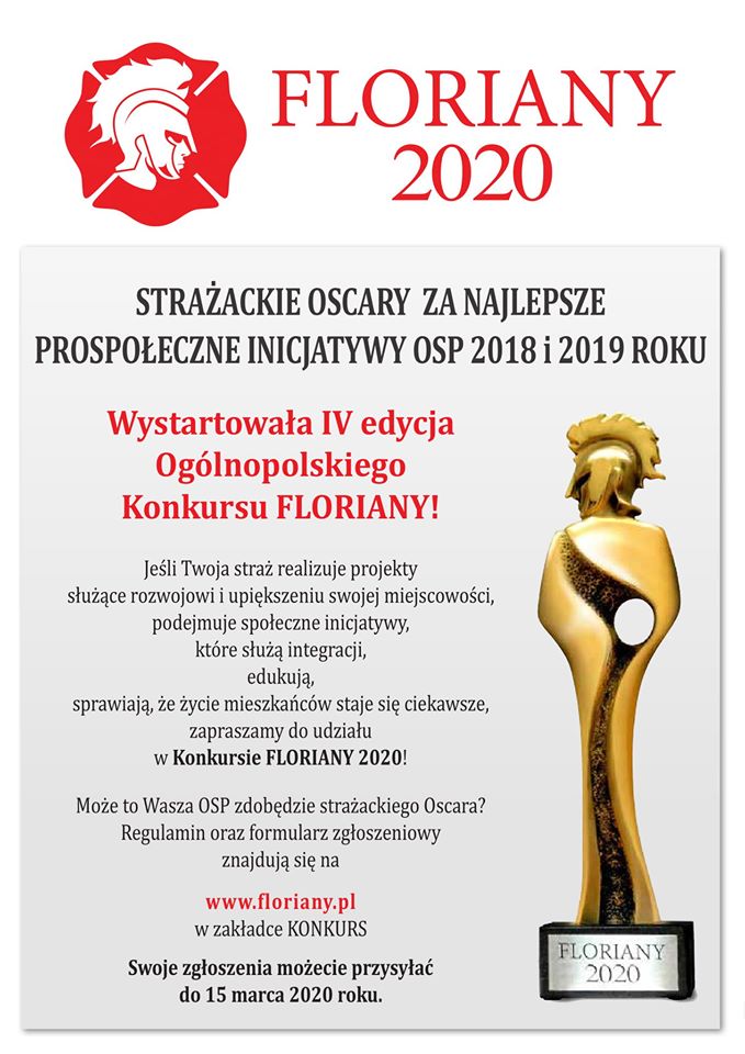 plakat promujący konkurs dla OSP Floriany 2020