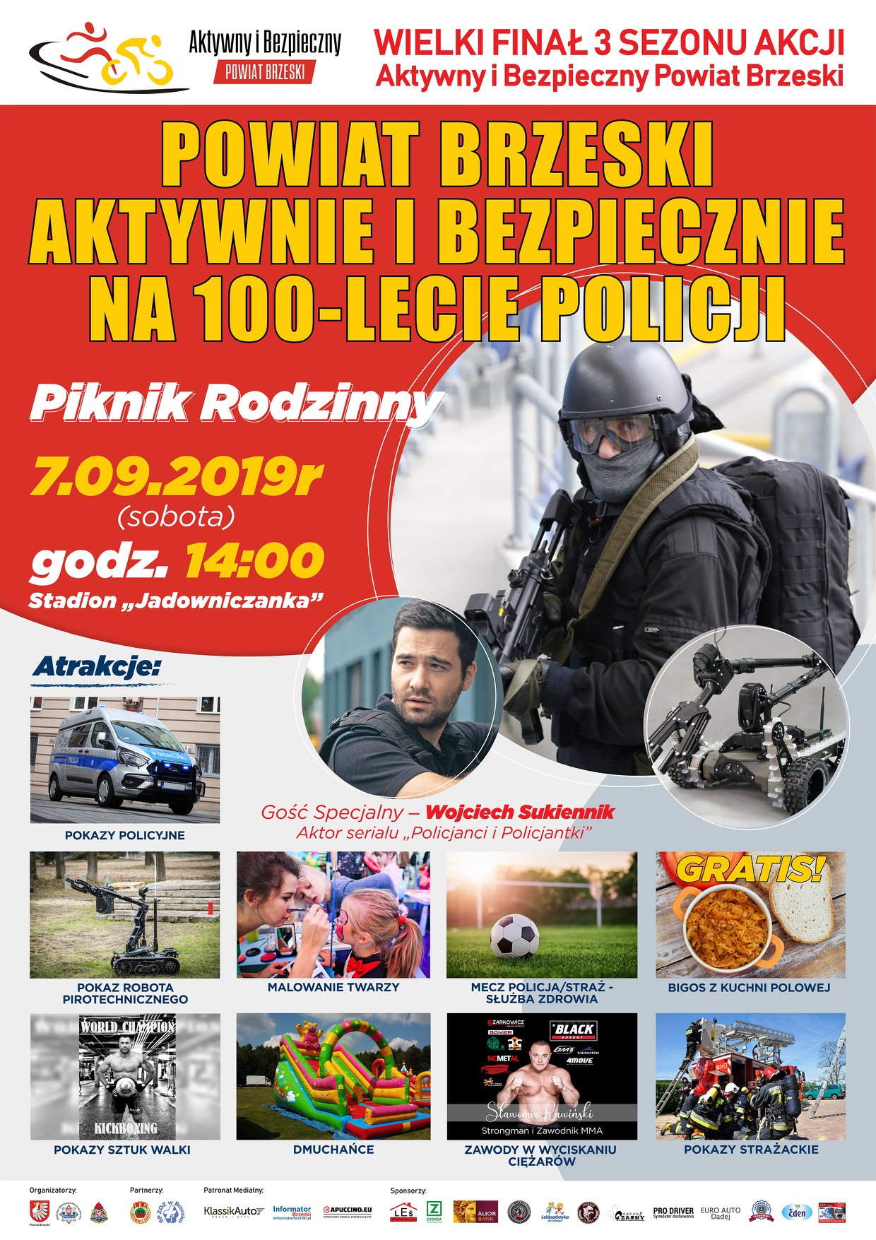 plakat promujący finał Akcji Aktywny i Bezpieczny Powiat Brzeski