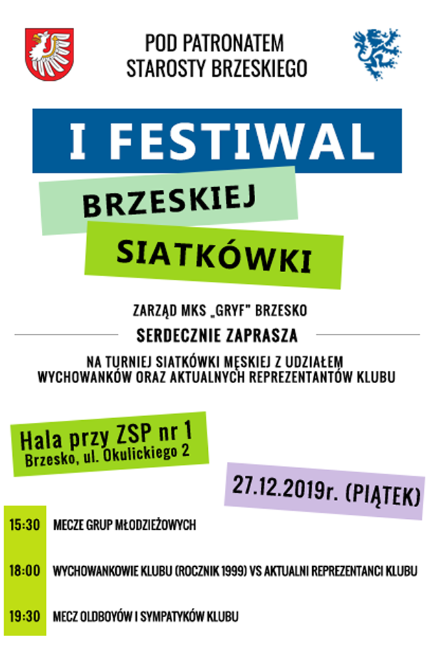 plakat promujący I Festiwal Brzeskiej Siatk&oacute;wki