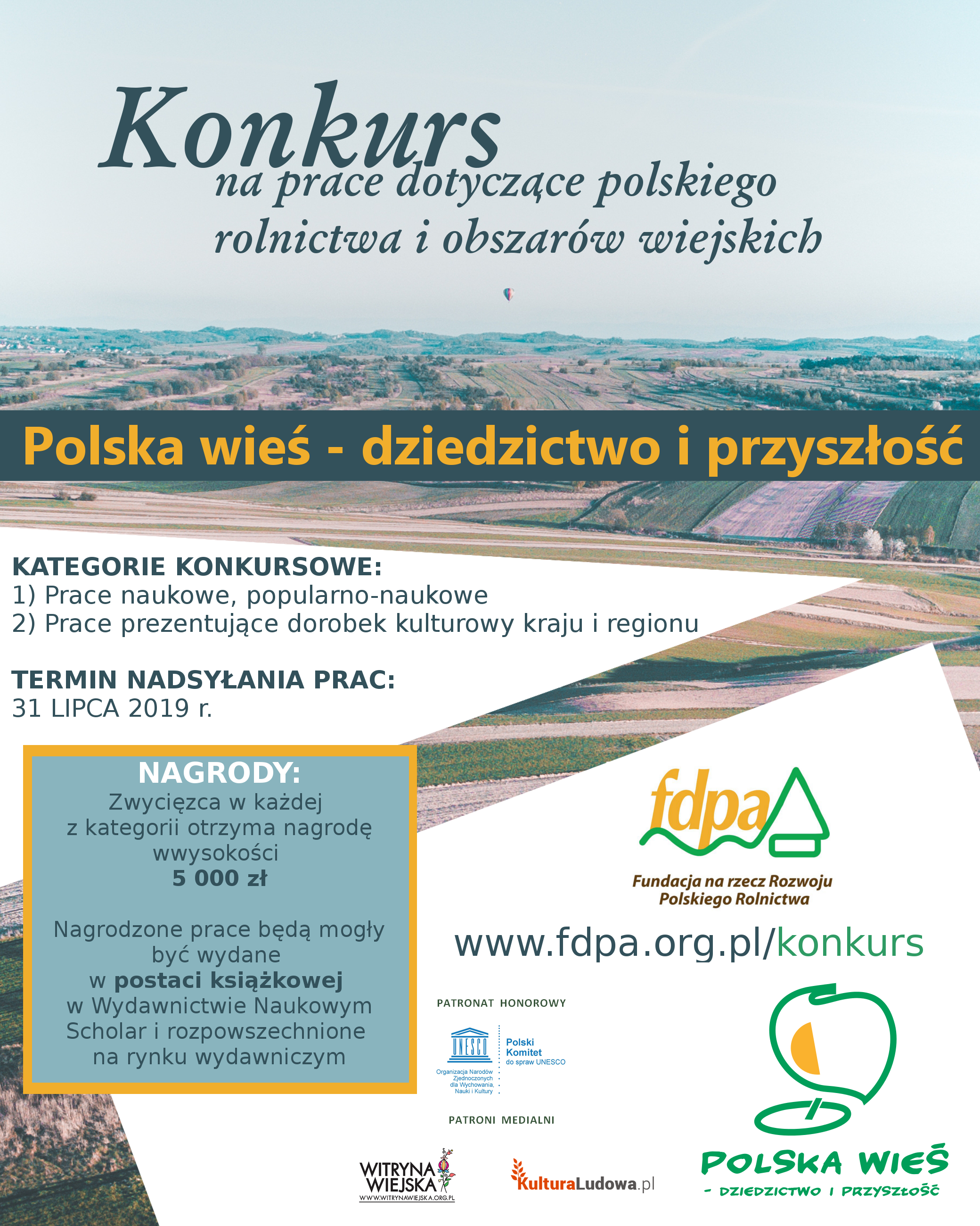 plakat promujący konkurs Polska wieś - dziedzictwo i przyszłość